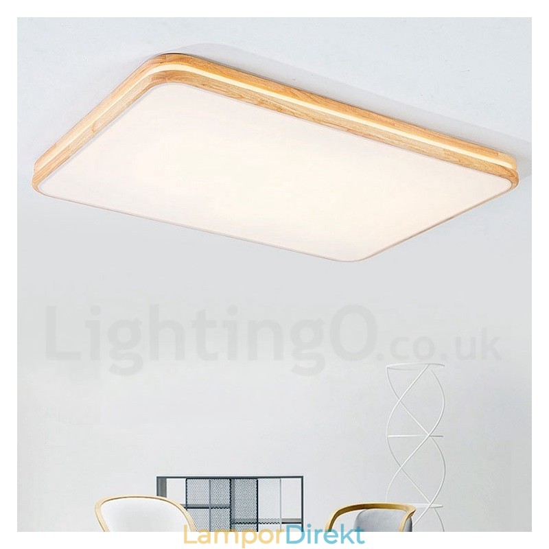 Dimbar Rektangel Av Trä Med Lins Modern Modern Nordisk Stil Infälld Taklampa I Trä Med Akrylskärm Och Fjärrkontroll Kan Även Användas Som Vägglampa