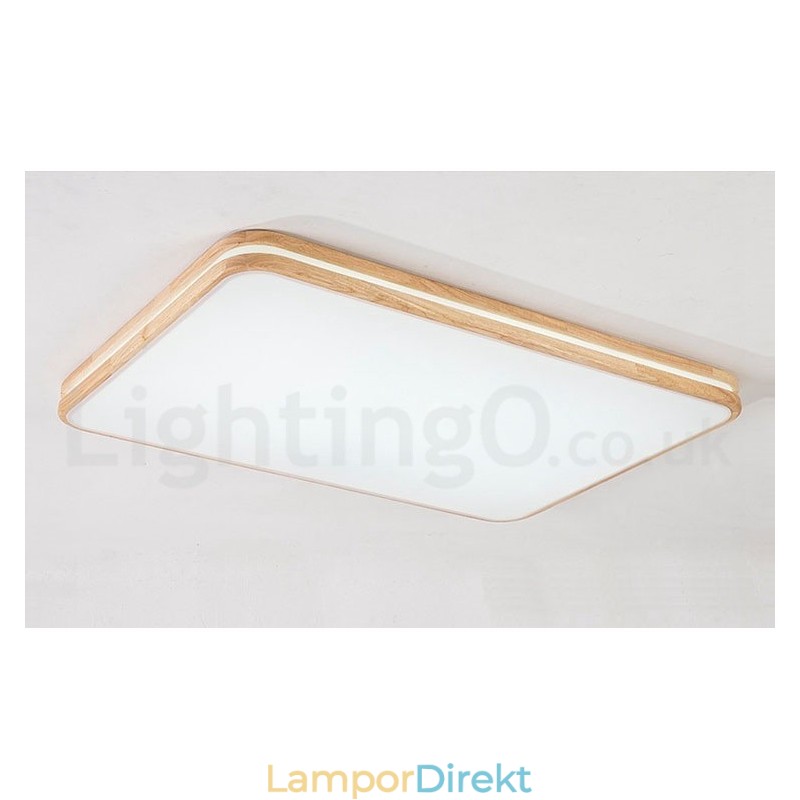 Dimbar Rektangel Av Trä Med Lins Modern Modern Nordisk Stil Infälld Taklampa I Trä Med Akrylskärm Och Fjärrkontroll Kan Även Användas Som Vägglampa