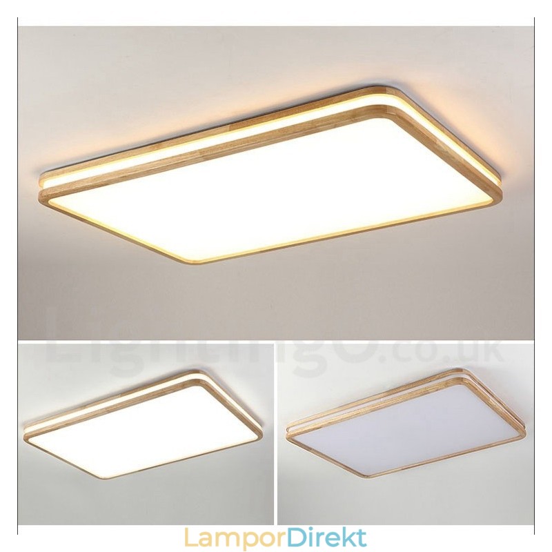 Dimbar Rektangel Av Trä Med Lins Modern Modern Nordisk Stil Infälld Taklampa I Trä Med Akrylskärm Och Fjärrkontroll Kan Även Användas Som Vägglampa