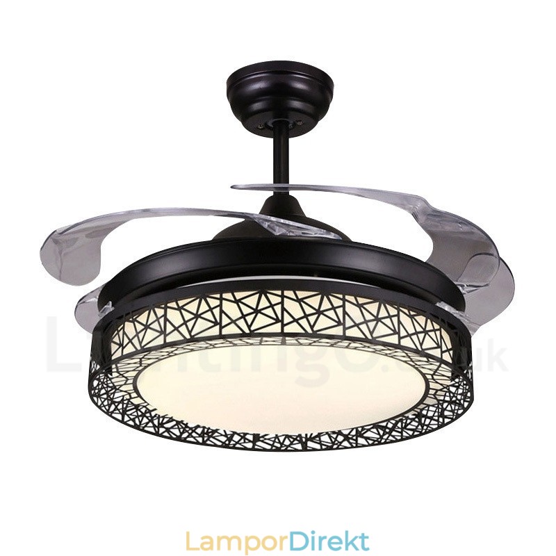 108 Cm (42") 91 Cm (36") Modern Modern Fjärrkontroll Ihålig Takfläktlampa Med Akrylskärm Mute Ren Kopparmotor
