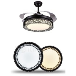 108 Cm (42") 91 Cm (36") Modern Modern Fjärrkontroll Ihålig Takfläktlampa Med Akrylskärm Mute Ren Kopparmotor