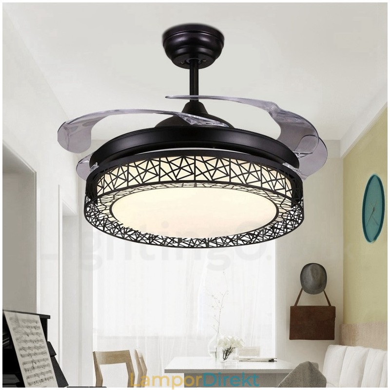 108 Cm (42") 91 Cm (36") Modern Modern Fjärrkontroll Ihålig Takfläktlampa Med Akrylskärm Mute Ren Kopparmotor