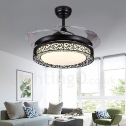 108 Cm (42") 91 Cm (36") Modern Modern Fjärrkontroll Ihålig Takfläktlampa Med Akrylskärm Mute Ren Kopparmotor