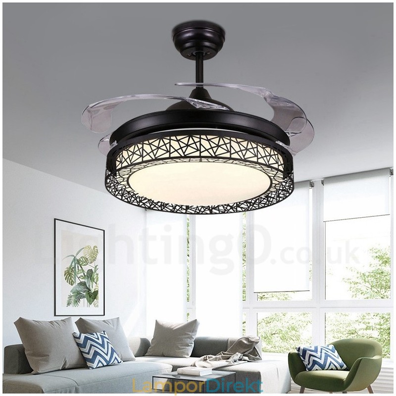108 Cm (42") 91 Cm (36") Modern Modern Fjärrkontroll Ihålig Takfläktlampa Med Akrylskärm Mute Ren Kopparmotor