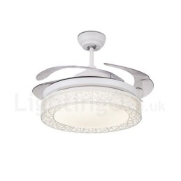 108 Cm (42") 91 Cm (36") Modern Modern Fjärrkontroll Ihålig Takfläktlampa Med Akrylskärm Mute Ren Kopparmotor