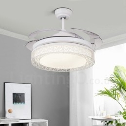 108 Cm (42") 91 Cm (36") Modern Modern Fjärrkontroll Ihålig Takfläktlampa Med Akrylskärm Mute Ren Kopparmotor