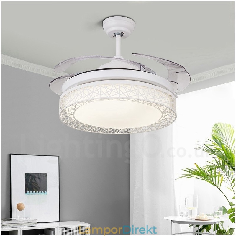 108 Cm (42") 91 Cm (36") Modern Modern Fjärrkontroll Ihålig Takfläktlampa Med Akrylskärm Mute Ren Kopparmotor