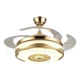 108 Cm (42") 91 Cm (36") Modern Modern Fjärrkontroll Guldfärgad Takfläktlampa Med Akrylskärm Mute Ren Kopparmotor