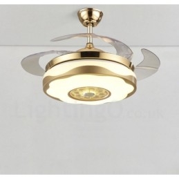 108 Cm (42") 91 Cm (36") Modern Modern Fjärrkontroll Guldfärgad Takfläktlampa Med Akrylskärm Mute Ren Kopparmotor