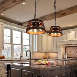 3 Ljus Ring Vintage Trä Ljuskrona Industriell Vind Loft Trä Linjär Hängande Belysning