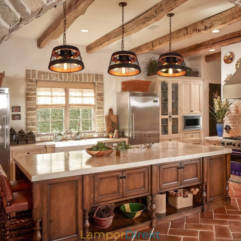 3 Ljus Ring Vintage Trä Ljuskrona Industriell Vind Loft Trä Linjär Hängande Belysning