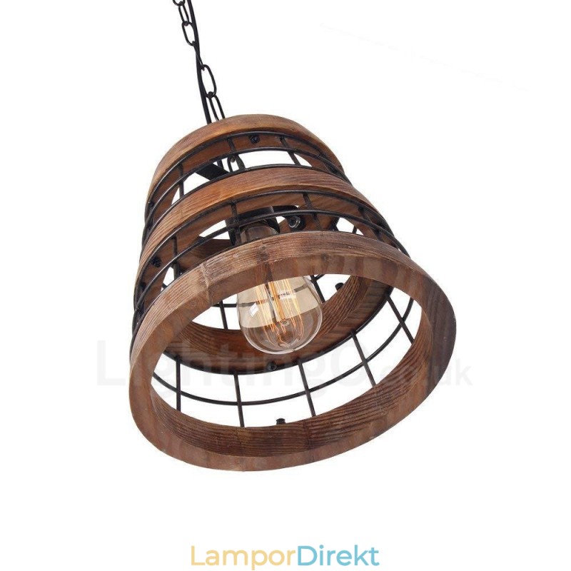 1 Ljus Ring Vintage Trä Ljuskrona Industriell Vind Loft Trä Linjär Hängande Belysning