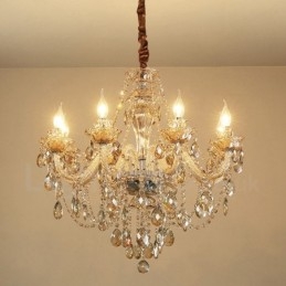 8 Ljus Cognac Färg Elegant Kristall Ljuskrona