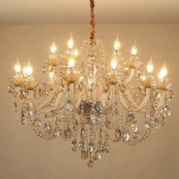 18 (12+6) Ljus Cognac Färg Elegant Kristallkrona Ljuskrona