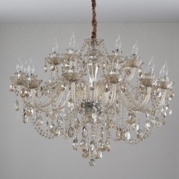 18 (12+6) Ljus Cognac Färg Elegant Kristallkrona Ljuskrona