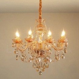 8 Ljus Bärnstensguld Elegant Ljuskrona I Kristall