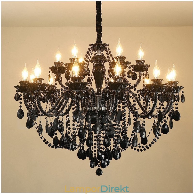 18 (12+6) Ljussvart Elegant Kristallljuskrona