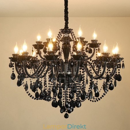 18 (12+6) Ljussvart Elegant Kristallljuskrona 18 (12+6) Ljussvart Elegant Kristallljuskrona