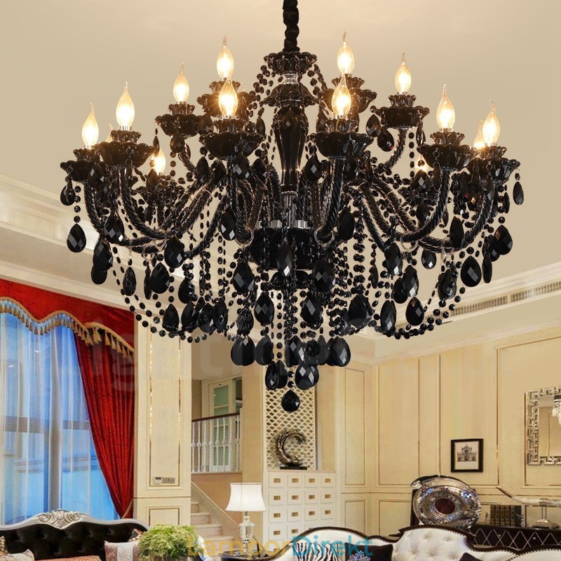 18 (12+6) Ljussvart Elegant Kristallljuskrona