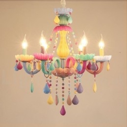 Macaron 6 Ljuskrona Med Multi Colors Crystal Candle Mini Style För Barns Barn