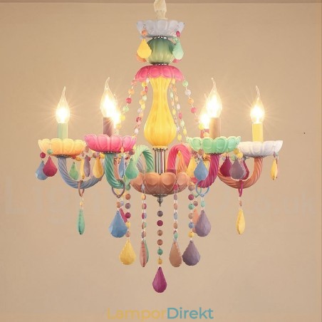 Macaron 6 Ljuskrona Med Multi Colors Crystal Candle Mini Style För Barns Barn Macaron 6 Ljuskrona Med Multi Colors Crystal Candle Mini Style För Barns Barn