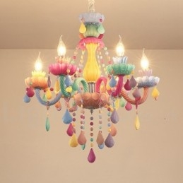 Macaron 6 Ljuskrona Med Multi Colors Crystal Candle Mini Style För Barns Barn
