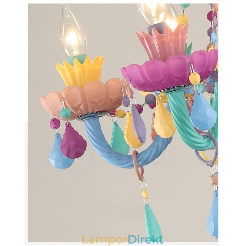 Macaron 6 Ljuskrona Med Multi Colors Crystal Candle Mini Style För Barns Barn