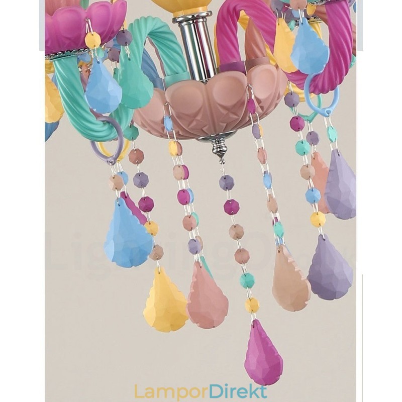 Macaron 6 Ljuskrona Med Multi Colors Crystal Candle Mini Style För Barns Barn