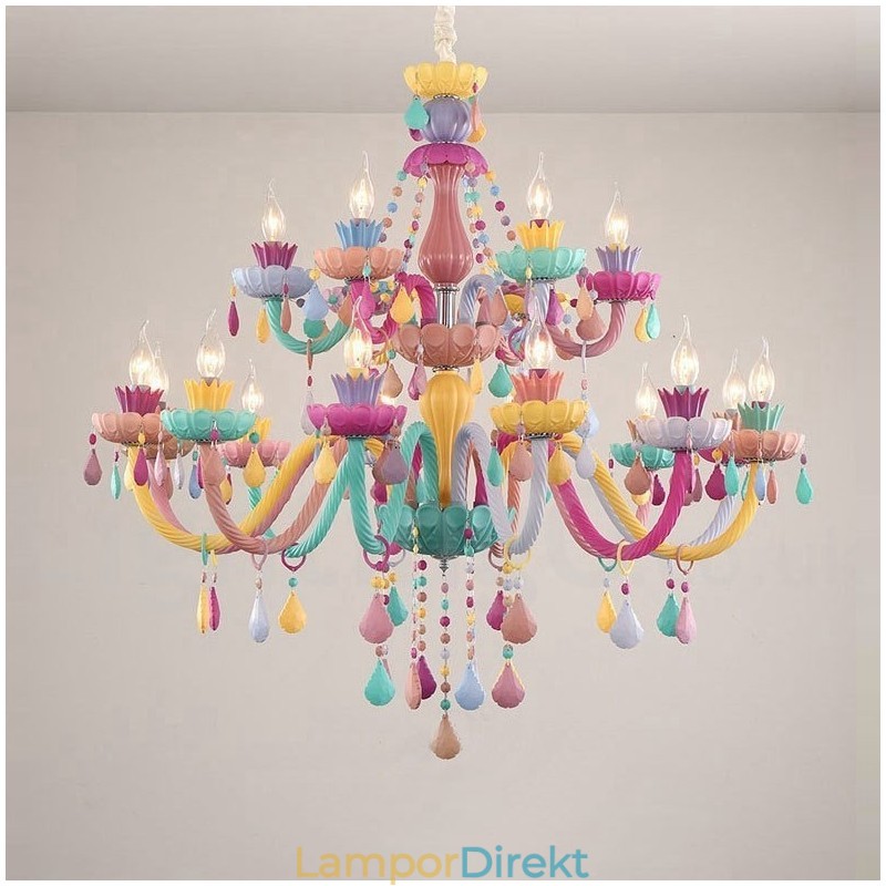 Macaron 18 (12+6) Ljuskrona Med Flera Färger Kristallljus Mini Style För Barns Barn