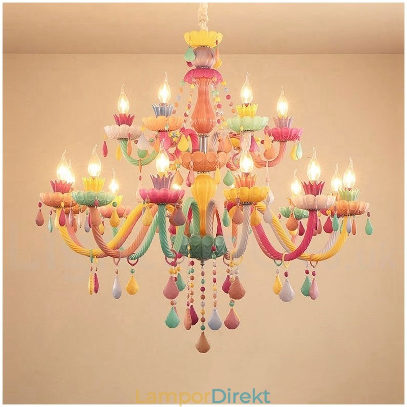 Macaron 18 (12+6) Ljuskrona Med Flera Färger Kristallljus Mini Style För Barns Barn