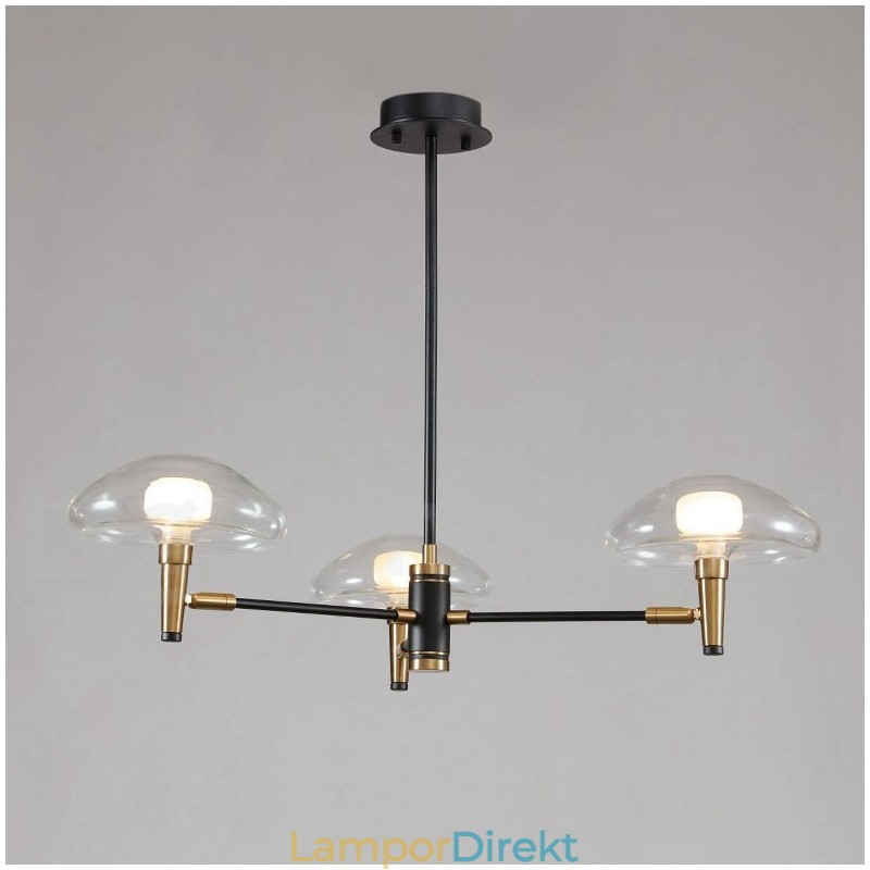 3 Ljus Mini Style Uplight Galvaniserad Målad Ljuskrona Med Glasskärmar