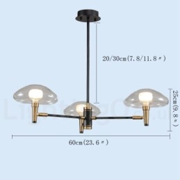 3 Ljus Mini Style Uplight Galvaniserad Målad Ljuskrona Med Glasskärmar
