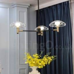 3 Ljus Mini Style Uplight Galvaniserad Målad Ljuskrona Med Glasskärmar