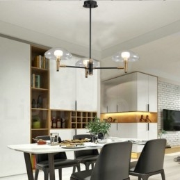 3 Ljus Mini Style Uplight Galvaniserad Målad Ljuskrona Med Glasskärmar