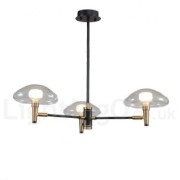 3 Ljus Mini Style Uplight Galvaniserad Målad Ljuskrona Med Glasskärmar