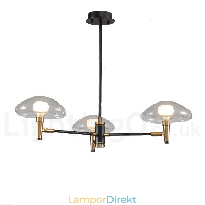 3 Ljus Mini Style Uplight Galvaniserad Målad Ljuskrona Med Glasskärmar