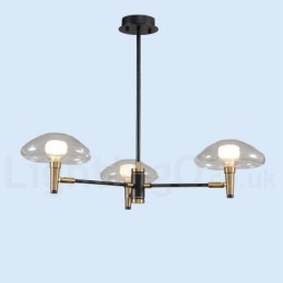 3 Ljus Mini Style Uplight Galvaniserad Målad Ljuskrona Med Glasskärmar