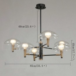 6 Light Uplight Galvaniserad, Målad Ljuskrona Med Glasskärmar