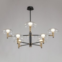 8 Light Uplight Galvaniserad, Målad Ljuskrona Med Glasskärmar