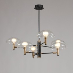 8 Light Uplight Galvaniserad, Målad Ljuskrona Med Glasskärmar