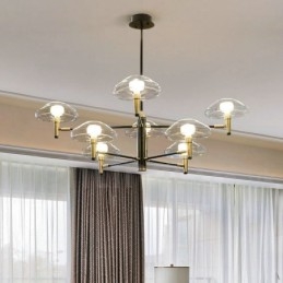 8 Light Uplight Galvaniserad, Målad Ljuskrona Med Glasskärmar