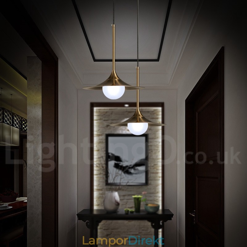 1 Ljus Industristil Guld Mini Stil Galvaniserad Lackerad Taklampa Med Glasskärm