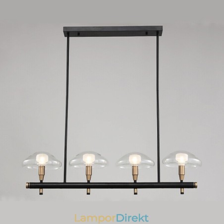 4 Ljus Linjär Uplight Galvaniserad, Målad Ljuskrona Med Glasskärmar 4 Ljus Linjär Uplight Galvaniserad, Målad Ljuskrona Med Glasskärmar