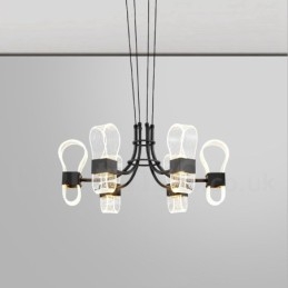 6 Ljus Nordisk Postmodern Design Ljuskrona Med Akrylskärmar