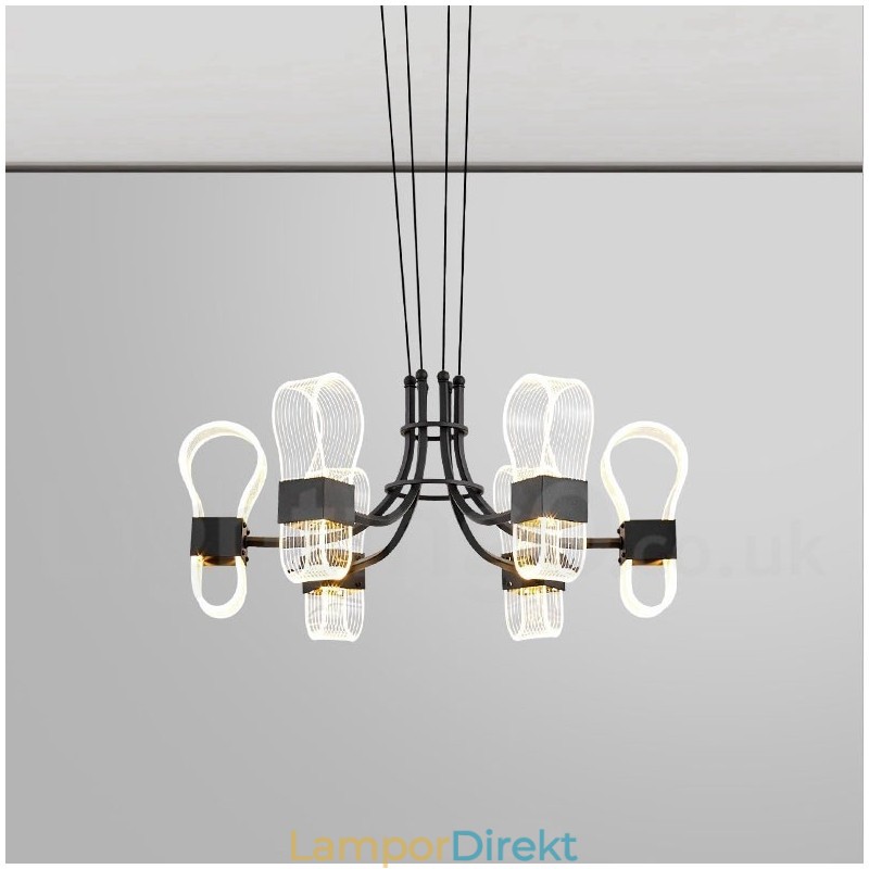 6 Ljus Nordisk Postmodern Design Ljuskrona Med Akrylskärmar