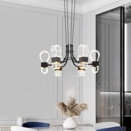 6 Ljus Nordisk Postmodern Design Ljuskrona Med Akrylskärmar
