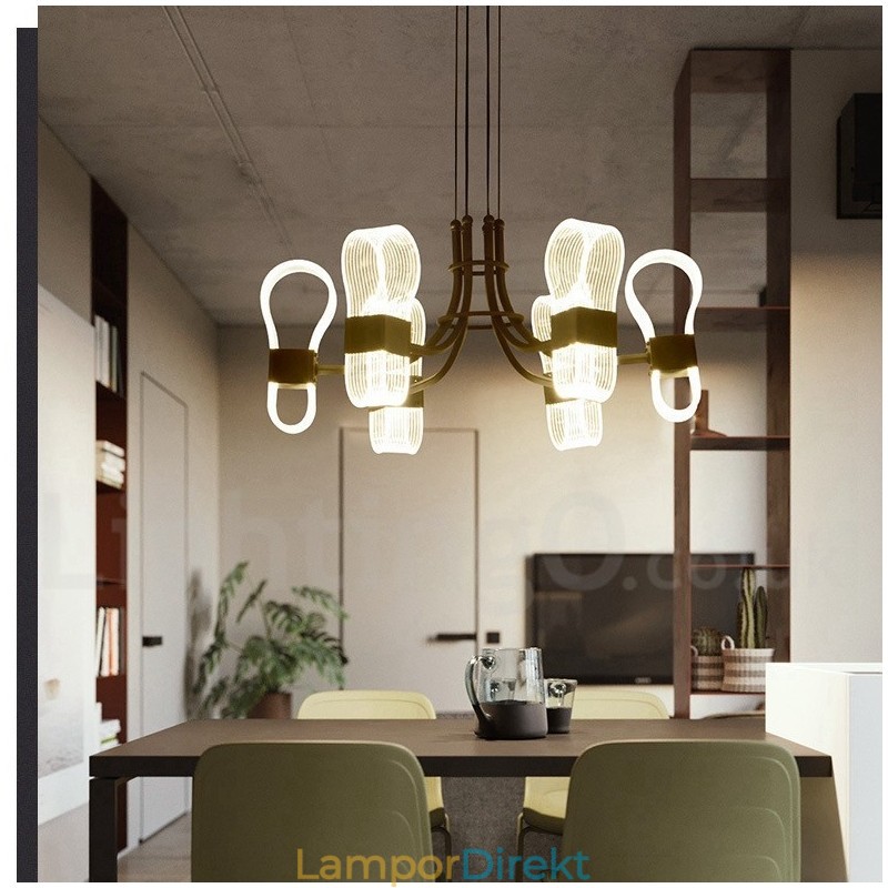 6 Ljus Nordisk Postmodern Design Ljuskrona Med Akrylskärmar