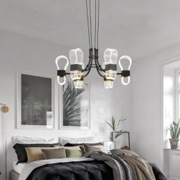6 Ljus Nordisk Postmodern Design Ljuskrona Med Akrylskärmar