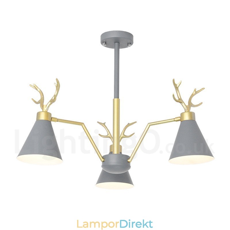3 Ljus Nordic Macaron Modern Antlers Ljuskrona