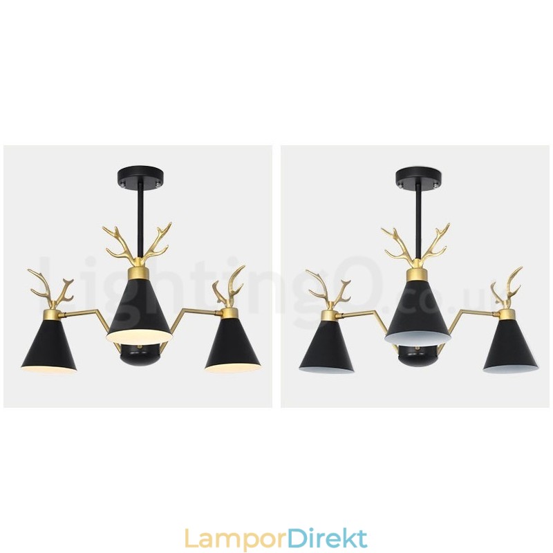 3 Ljus Nordic Macaron Modern Antlers Ljuskrona